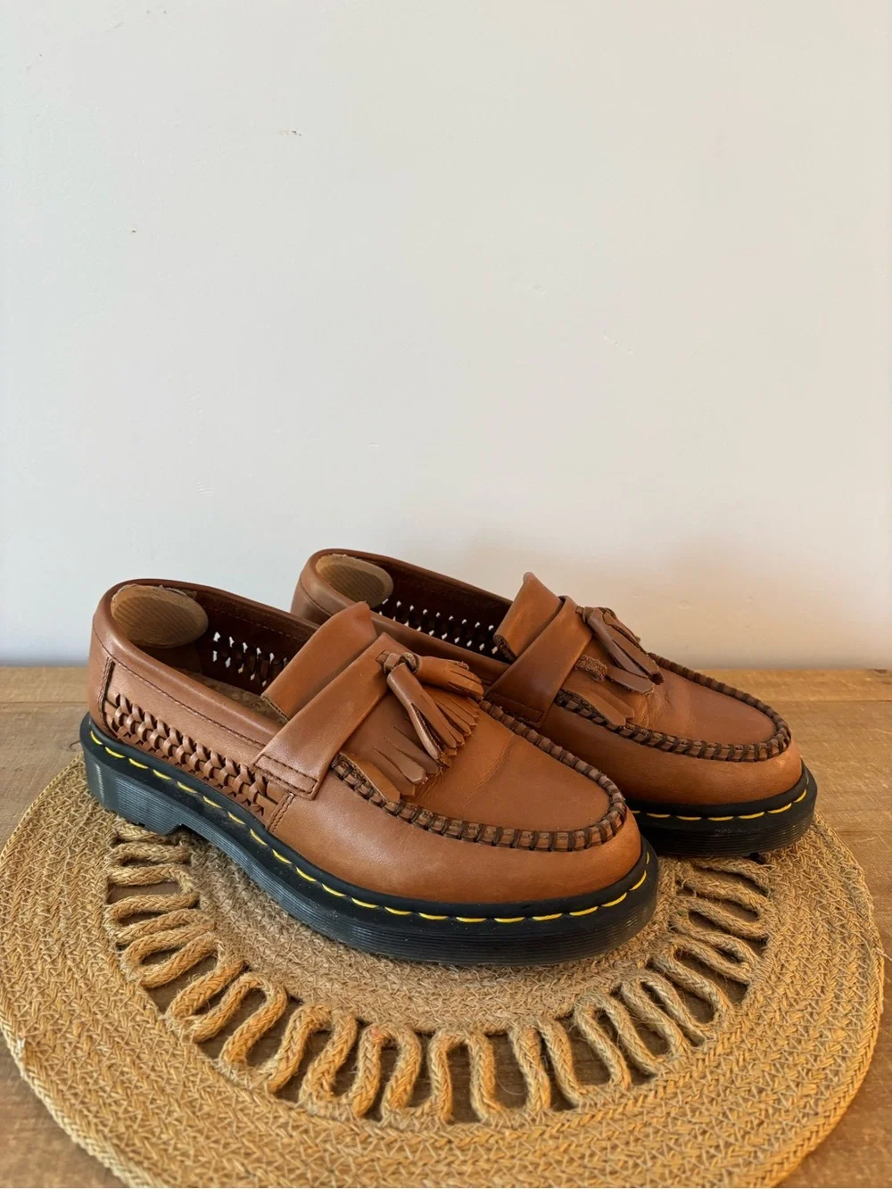 Brown Leather Tassel Loafers W7 - Picture 3 of 7